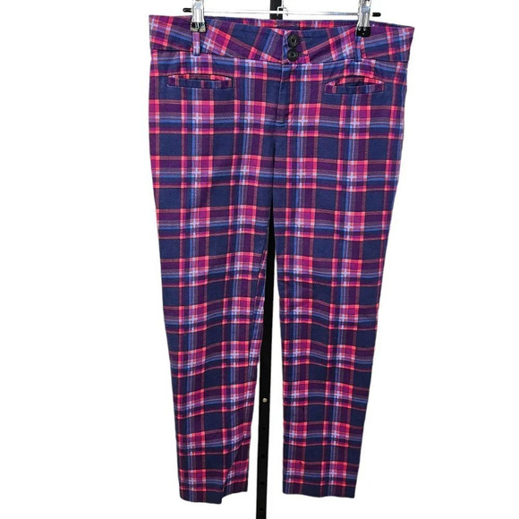 Anthropologie Cartonnier Womens Plaid Charlie Ankle Pants Size 4 - Picture 1 of 8